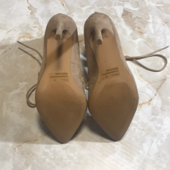 Nude Charlotte Russe Tie Up Heels Zip Lace Size - Picture 7 of 7